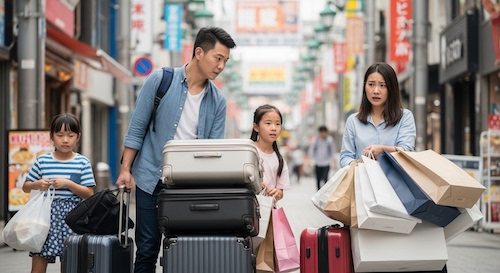 荷物を持って困っている状態